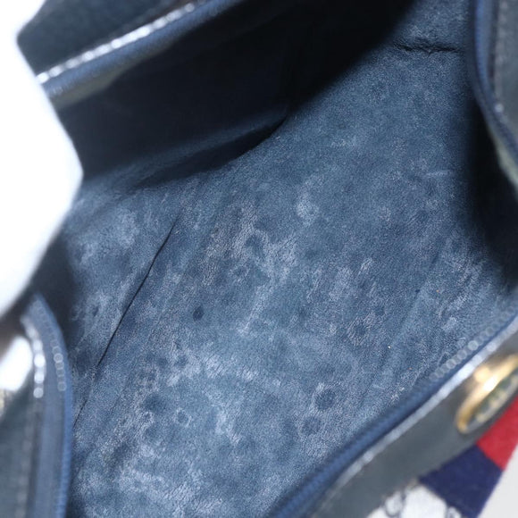 GUCCI GG Supreme Sherry Line Shoulder Bag PVC Navy Gold 10 12 3840 Auth 154192