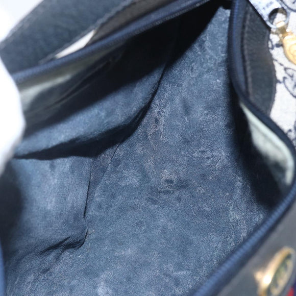 GUCCI GG Supreme Sherry Line Shoulder Bag PVC Navy Gold 10 12 3840 Auth 154192