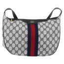GUCCI GG Supreme Sherry Line Shoulder Bag PVC Navy Gold 10 12 3840 Auth 154192-2
