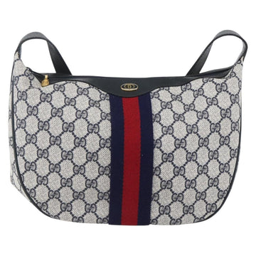 GUCCI GG Supreme Sherry Line Shoulder Bag PVC Navy Gold 10 12 3840 Auth 154192 - 0