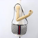 GUCCI GG Supreme Sherry Line Shoulder Bag PVC Navy Gold 10 12 3840 Auth 154192-23