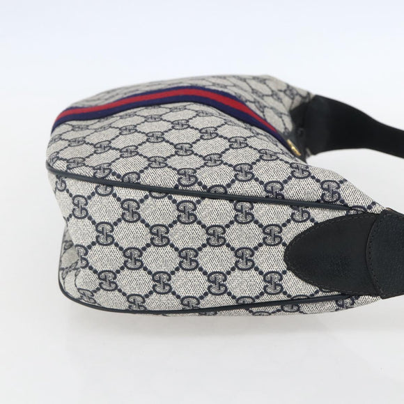 GUCCI GG Supreme Sherry Line Shoulder Bag PVC Navy Gold 10 12 3840 Auth 154192