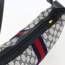 GUCCI GG Supreme Sherry Line Shoulder Bag PVC Navy Gold 10 12 3840 Auth 154192-6