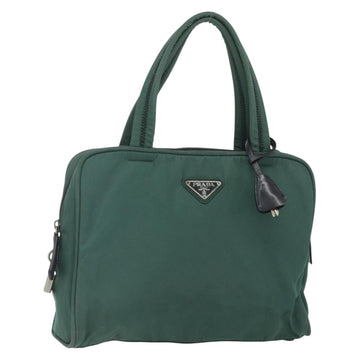 PRADA Hand Bag Nylon Green Silver Auth 154193