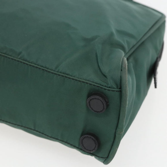 PRADA Hand Bag Nylon Green Silver Auth 154193