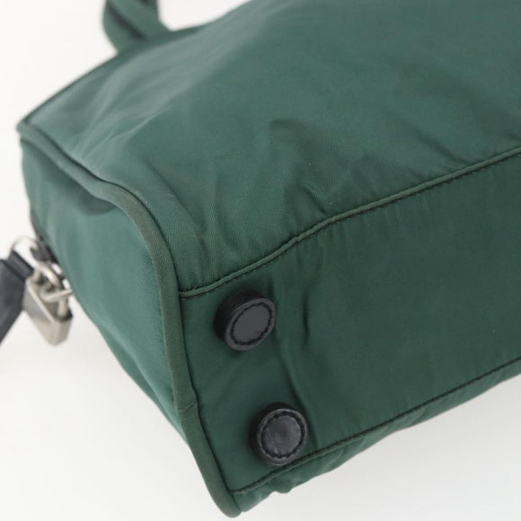 PRADA Hand Bag Nylon Green Silver Auth 154193