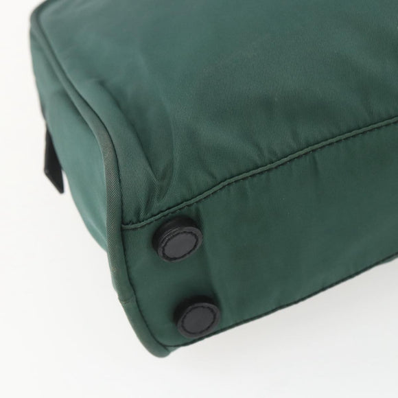 PRADA Hand Bag Nylon Green Silver Auth 154193