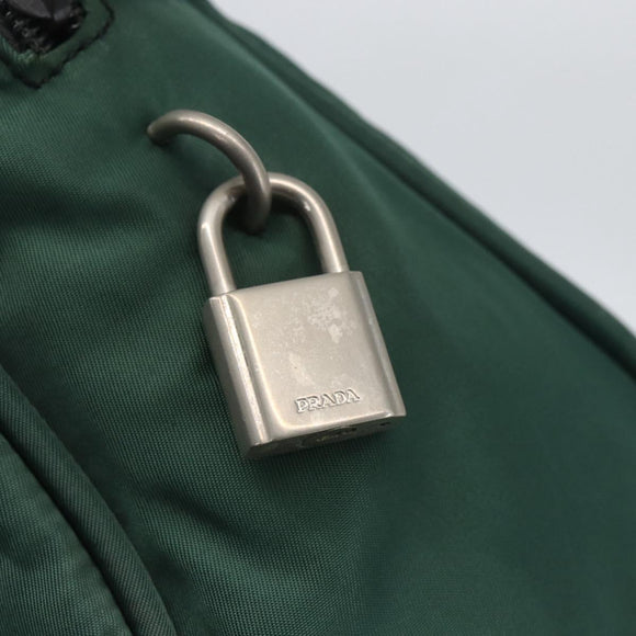 PRADA Hand Bag Nylon Green Silver Auth 154193