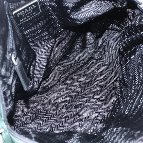 PRADA Hand Bag Nylon Green Silver Auth 154193