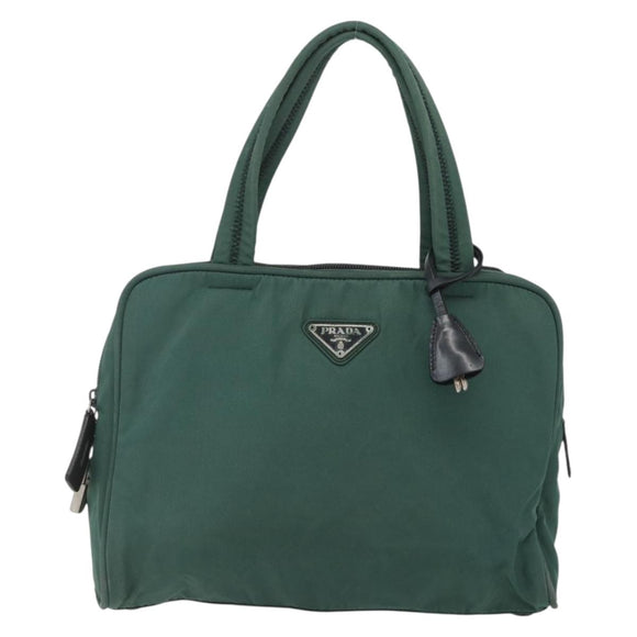 PRADA Hand Bag Nylon Green Silver Auth 154193