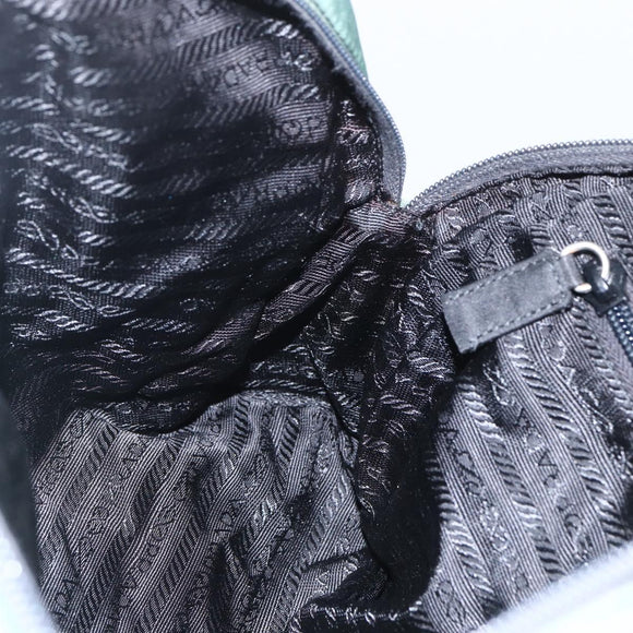 PRADA Hand Bag Nylon Green Silver Auth 154193