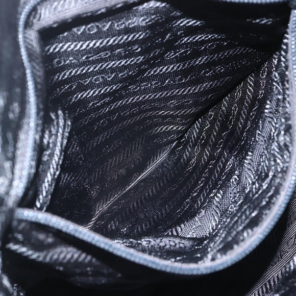 PRADA Hand Bag Nylon Green Silver Auth 154193