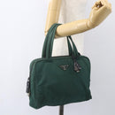 PRADA Hand Bag Nylon Green Silver Auth 154193-25