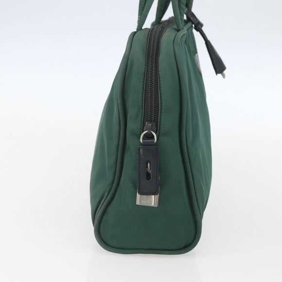 PRADA Hand Bag Nylon Green Silver Auth 154193