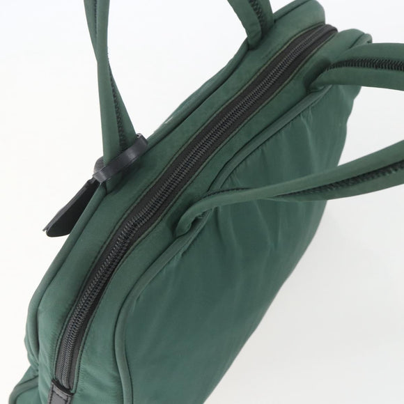PRADA Hand Bag Nylon Green Silver Auth 154193
