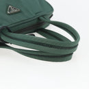 PRADA Hand Bag Nylon Green Silver Auth 154193-7