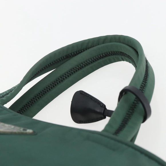 PRADA Hand Bag Nylon Green Silver Auth 154193