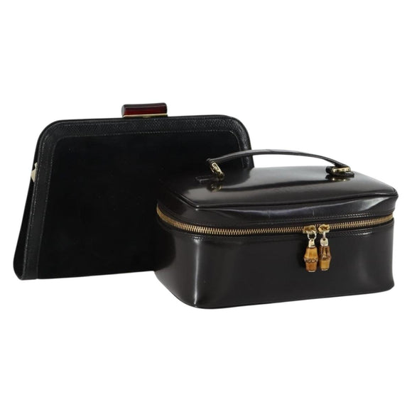 Salvatore Ferragamo Gucci Bamboo Bag Suede leather 2 Set Black Brown Auth 154197