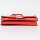 CHANEL Chain Shoulder Bag Patent leather Orange Silver CC Auth 154201-10