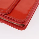 CHANEL Chain Shoulder Bag Patent leather Orange Silver CC Auth 154201-11
