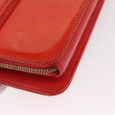 CHANEL Chain Shoulder Bag Patent leather Orange Silver CC Auth 154201-13