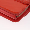 CHANEL Chain Shoulder Bag Patent leather Orange Silver CC Auth 154201-14