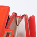 CHANEL Chain Shoulder Bag Patent leather Orange Silver CC Auth 154201-19
