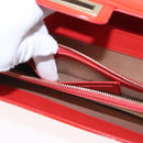 CHANEL Chain Shoulder Bag Patent leather Orange Silver CC Auth 154201-21