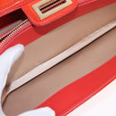 CHANEL Chain Shoulder Bag Patent leather Orange Silver CC Auth 154201-23