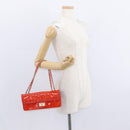 CHANEL Chain Shoulder Bag Patent leather Orange Silver CC Auth 154201-26