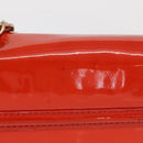 CHANEL Chain Shoulder Bag Patent leather Orange Silver CC Auth 154201-4
