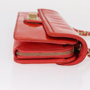 CHANEL Chain Shoulder Bag Patent leather Orange Silver CC Auth 154201-5