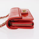CHANEL Chain Shoulder Bag Patent leather Orange Silver CC Auth 154201-6