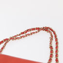 CHANEL Chain Shoulder Bag Patent leather Orange Silver CC Auth 154201-9