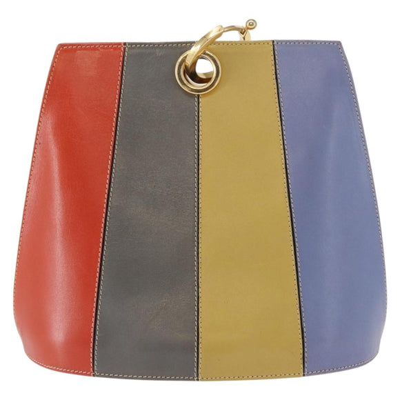 Salvatore Ferragamo Shoulder Bag Leather Multicolor Gold Auth 154202