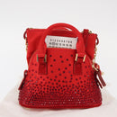 Maison Margiela 5AC Shoulder Bag Satin Red Gold Auth 154203M-13