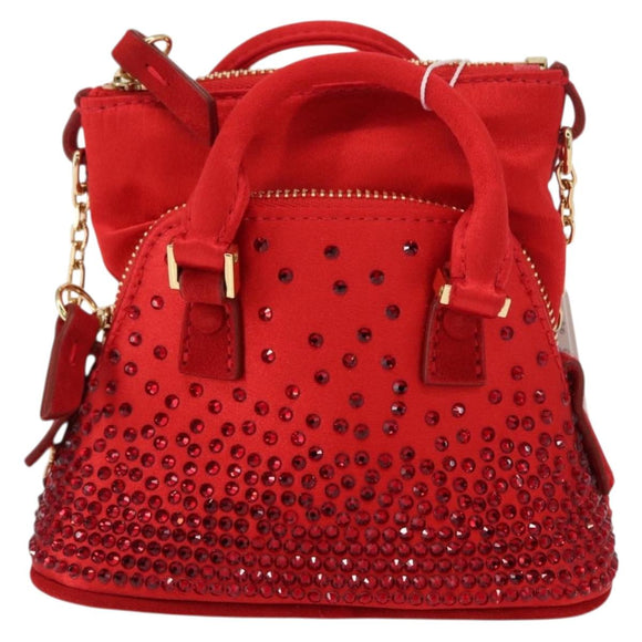 Maison Margiela 5AC Shoulder Bag Satin Red Gold Auth 154203M