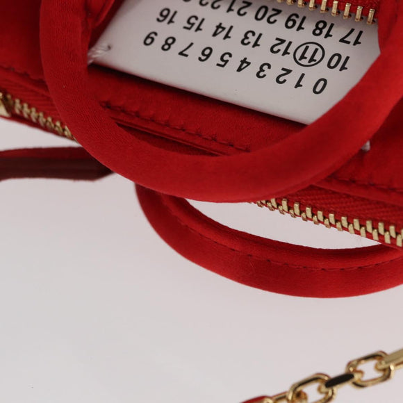 Maison Margiela 5AC Shoulder Bag Satin Red Gold Auth 154203M