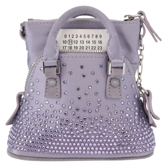 Maison Margiela 5AC Shoulder Bag Satin Purple Silver Auth 154204M