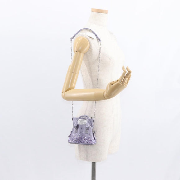 Maison Margiela 5AC Shoulder Bag Satin Purple Silver Auth 154204M