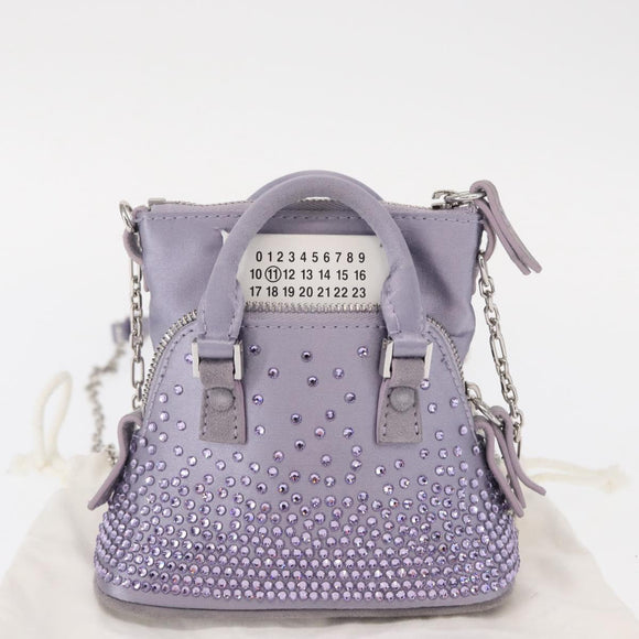 Maison Margiela 5AC Shoulder Bag Satin Purple Silver Auth 154204M