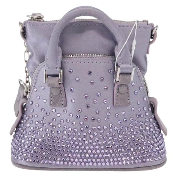 Maison Margiela 5AC Shoulder Bag Satin Purple Silver Auth 154204M