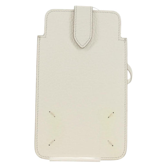 Maison Margiela Smart phone Shoulder Pouch White Silver Auth 154208M
