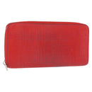 LOEWE Long Wallet Leather Red Silver Auth 154215-1
