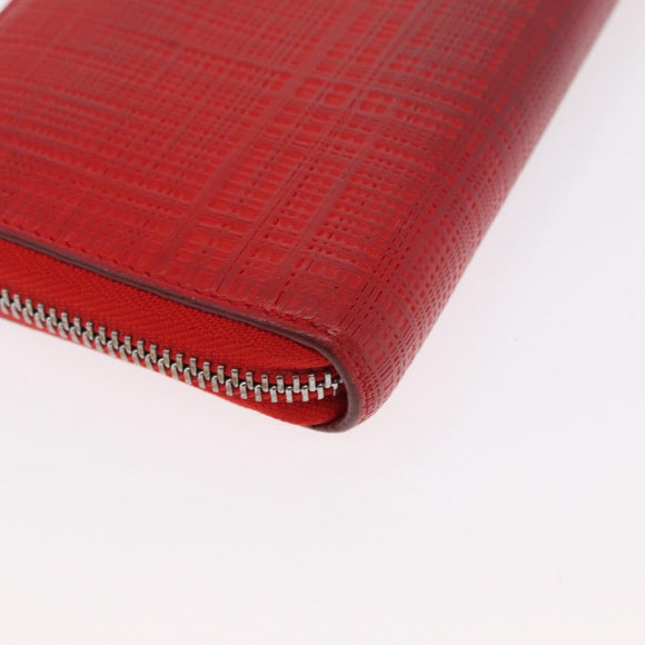 LOEWE Long Wallet Leather Red Silver Auth 154215