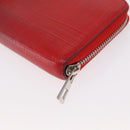 LOEWE Long Wallet Leather Red Silver Auth 154215-16