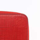 LOEWE Long Wallet Leather Red Silver Auth 154215-8