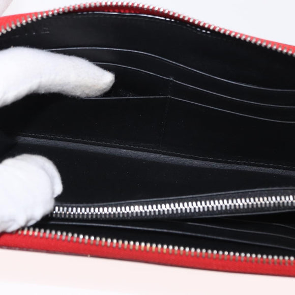 LOEWE Long Wallet Leather Red Silver Auth 154215