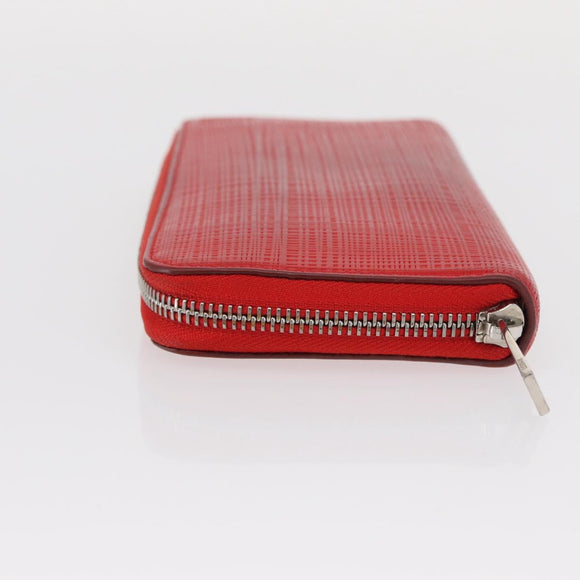 LOEWE Long Wallet Leather Red Silver Auth 154215