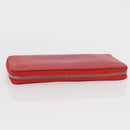 LOEWE Long Wallet Leather Red Silver Auth 154215-5